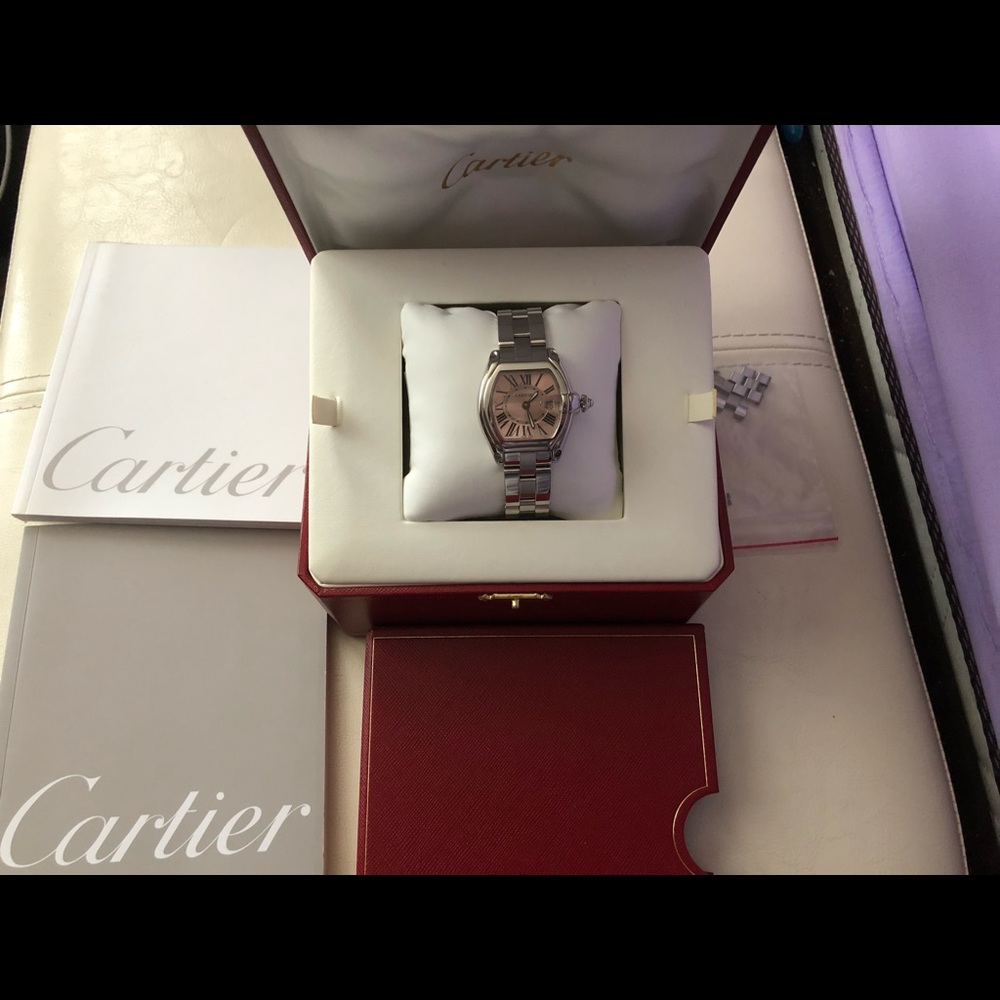 ‼️Sold‼️Cartier Roadster Pink Face watch